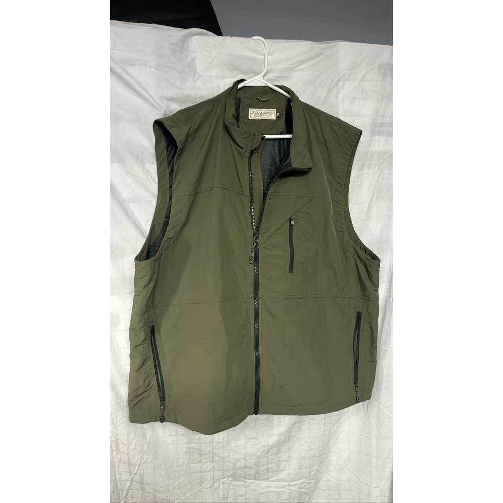 Field & Stream Mens 2XL Olive Green‎ Utility Fishing Hunting Vest Zip